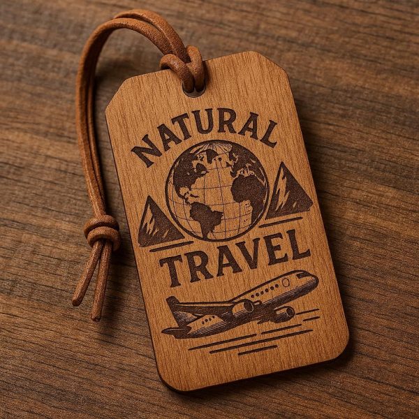 4 Wooden Engraved Luggage Tag - Natural Travel Identifier
