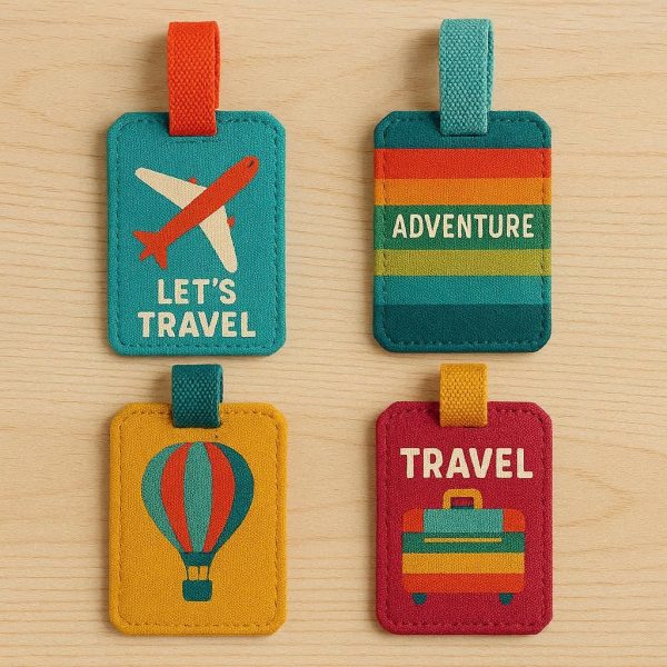 5 Fabric Luggage Tag Set - Colorful Travel Collection